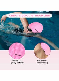 ENDLESS  Endless EL1021 Comfortable Silicon Swimming Cap with Bubble Design | Pink | Material : Silicon | Elastic Waterproof Swimming Cap for Long and Short Hair with Thicker Edge | For Adults, Women and Men  - Image 5