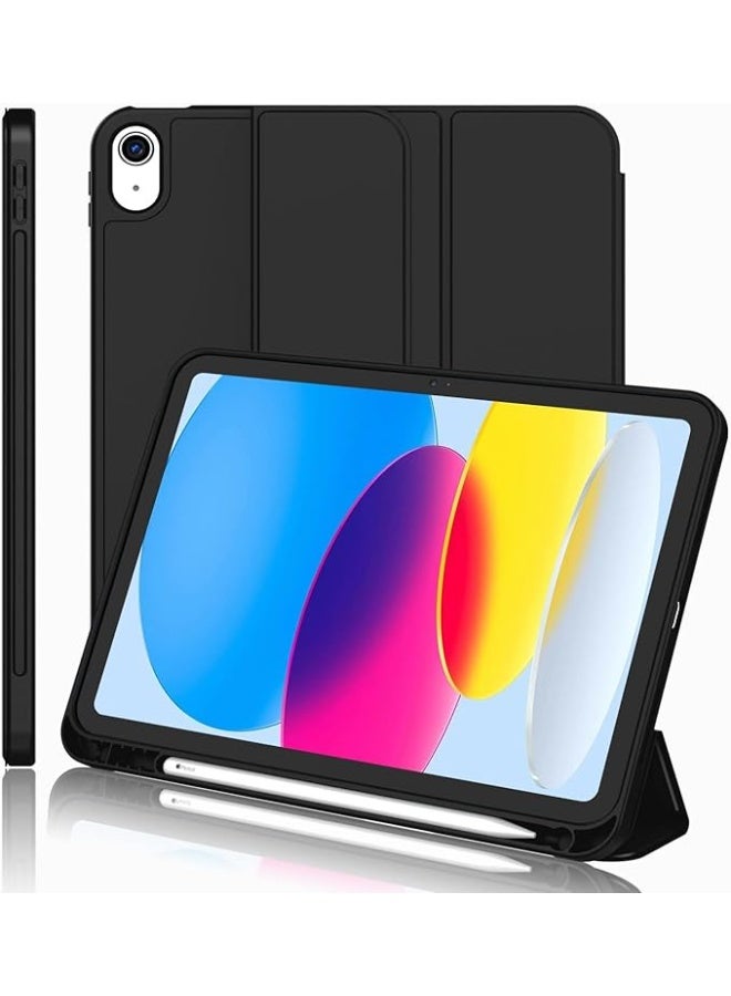 EVO Case Compatible with iPad (A16) 11th/10th Generation (2025/2022) / with Pencil Holder, Trifold Smart Cover with Soft TPU Back, Auto Wake/Sleep (Clear Black) +Screen Protector Tempered Glass Film HD Full Coverage Easy Installation - Image 1