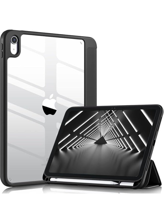 EVO Case Compatible with iPad (A16) 11th/10th Generation (2025/2022) / with Pencil Holder, Trifold Smart Cover with Soft TPU Back, Auto Wake/Sleep (Clear Black) +Screen Protector Tempered Glass Film HD Full Coverage Easy Installation - Image 5