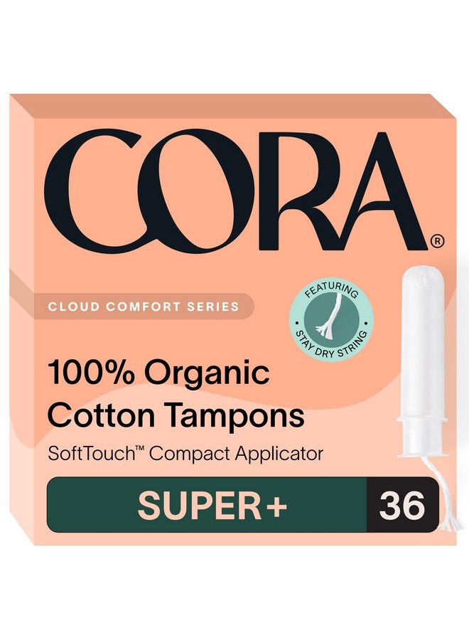 cora Cora Organic Applicator Tampons | Super Plus Absorbency | 100% Organic Cotton, Unscented, BPA-Free Compact Applicator | Leak Protection | Packaging May Vary | 36 Total - Image 1