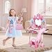 deAO Kids Vanity Table and Chair Set Toddler Vanity Kids Makeup Set with Lights MusicOpen Doors by GesturesPrincess SashCrownGlovesHair Dryer ToyGirls Pretend Play Dress Up Makeup Toy Gift - Image 4