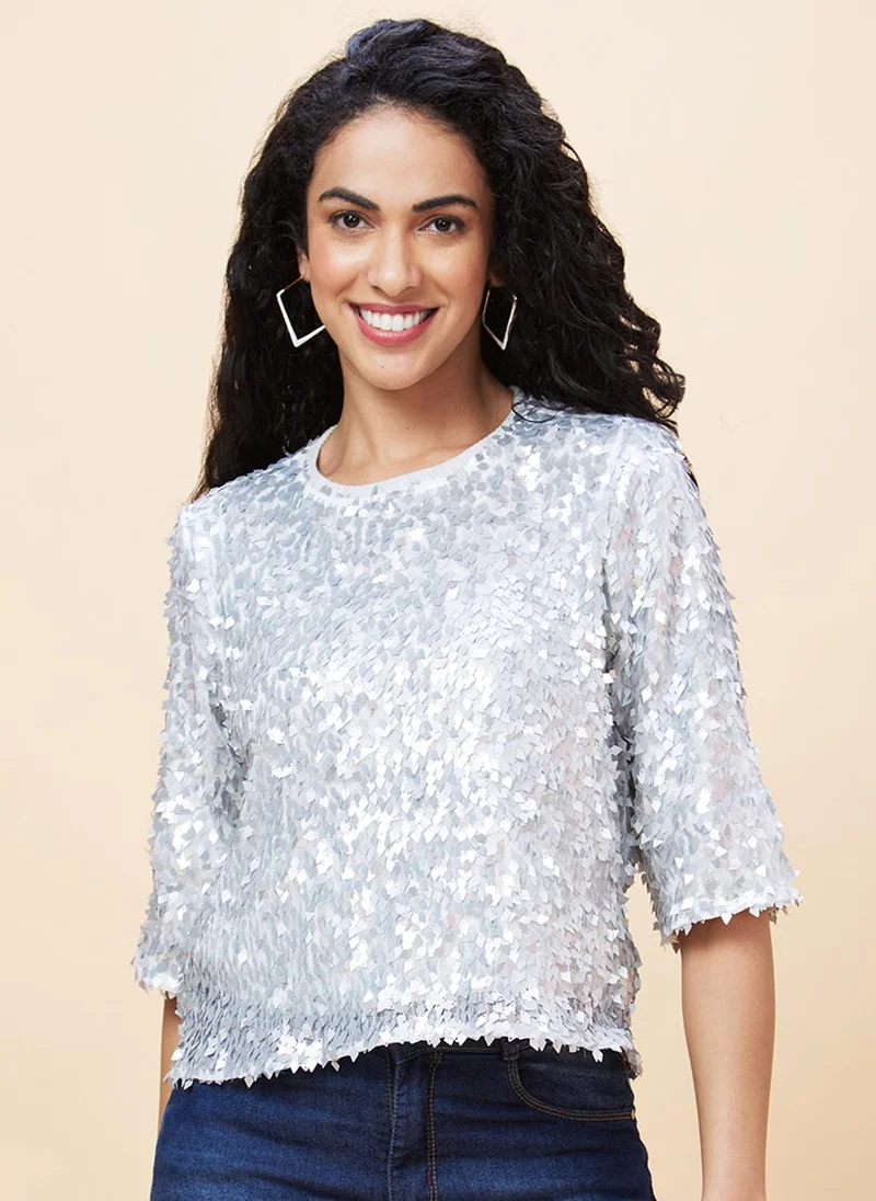 جلو باص بلوزة جلوبس نسائية مزينة بالترتر