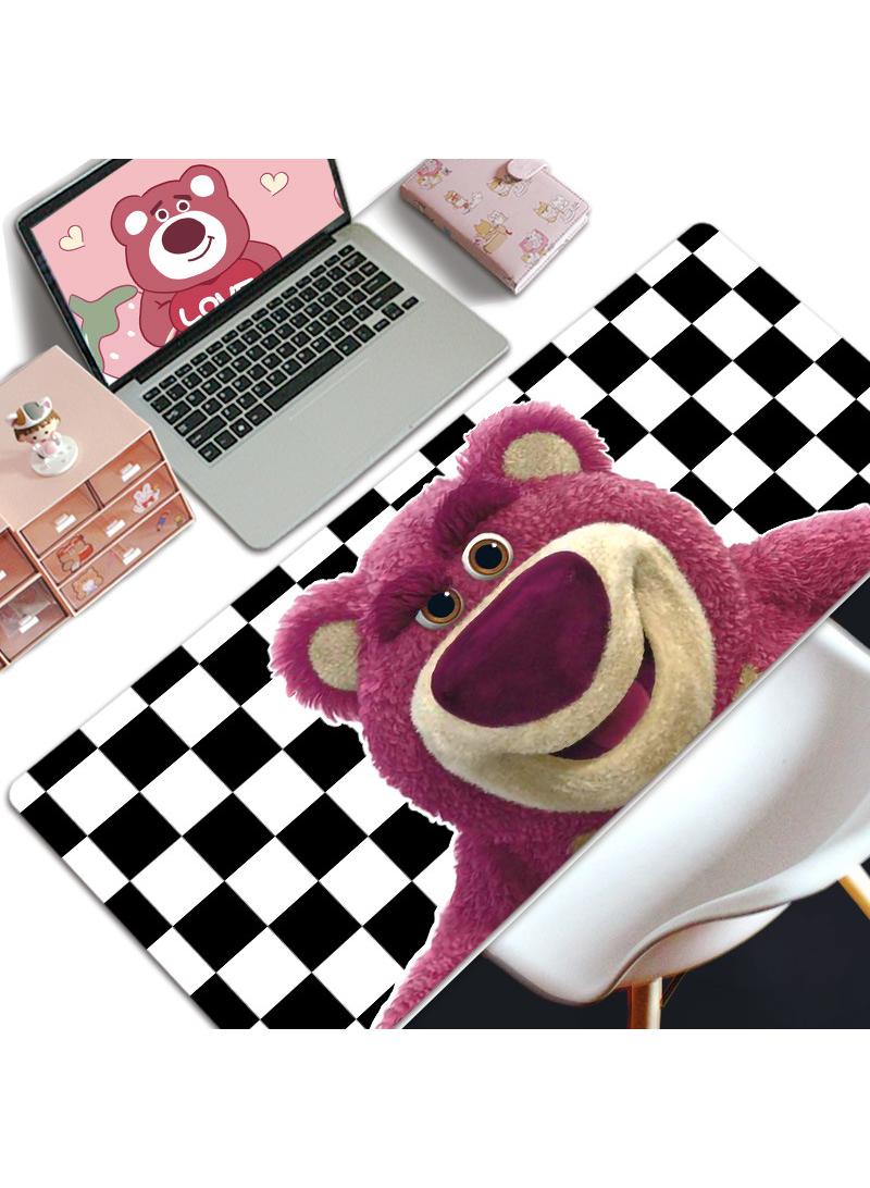 Y&D سجادة ماوس للألعاب بشخصية لوتسوهغن بير من فيلم Toy Story المُمتدة بمقاس كبير، مزينة بحواف مخيطة، قاعدة مطاطية غير قابلة للانزلاق، بمقاس 800x300x4 ملم. - Image 1