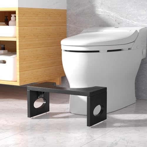 ROMGUAR CRAFT 7 Inch Bamboo Toilet Stool, Foldable Poop Stool, Bathroom Step Stool Squat (Black) - Image 2