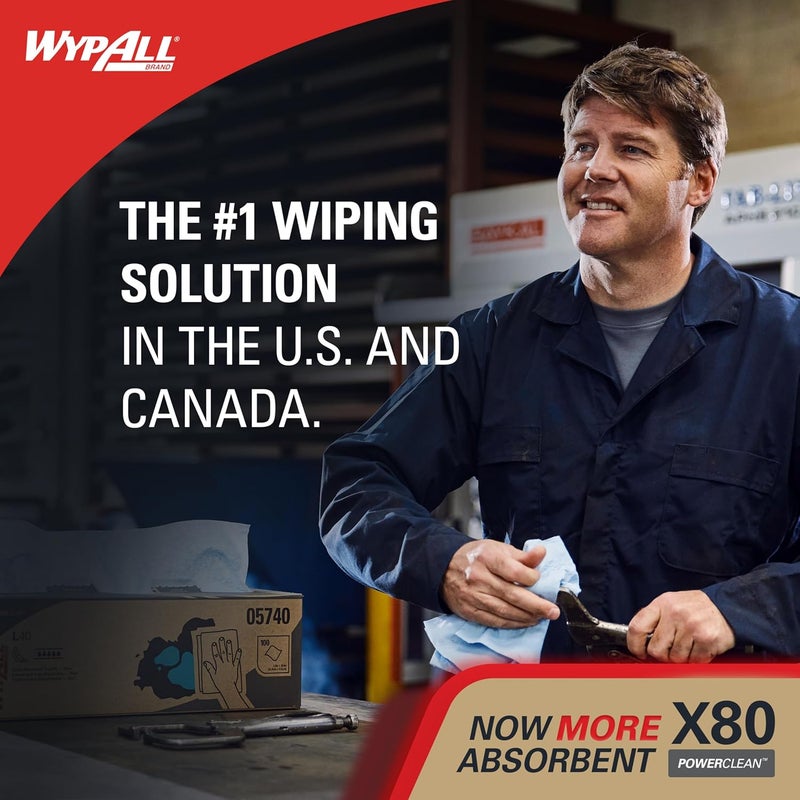 Wypall KCC41041 X80 Heavy Duty Reusable Wipes - 160 Sheets in Brag Box, Blue - Image 3
