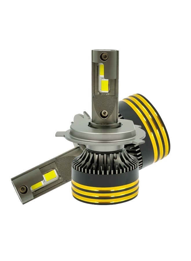 جولدن كامل مصباح أمامي LED طراز M8 Pro من جولدن كاميل H4/H/L | 120 واط، 30000 لومن | 6500 كلفن أبيض | تيار مستمر 12-24 فولت | مقاوم للماء IP65 | مشتت حراري من الألومنيوم للطيران | قطع شعاع منخفض | شعاع مركّز | توصيل وتشغيل فوري لمصابيح السيارة الأمامية - Image 4