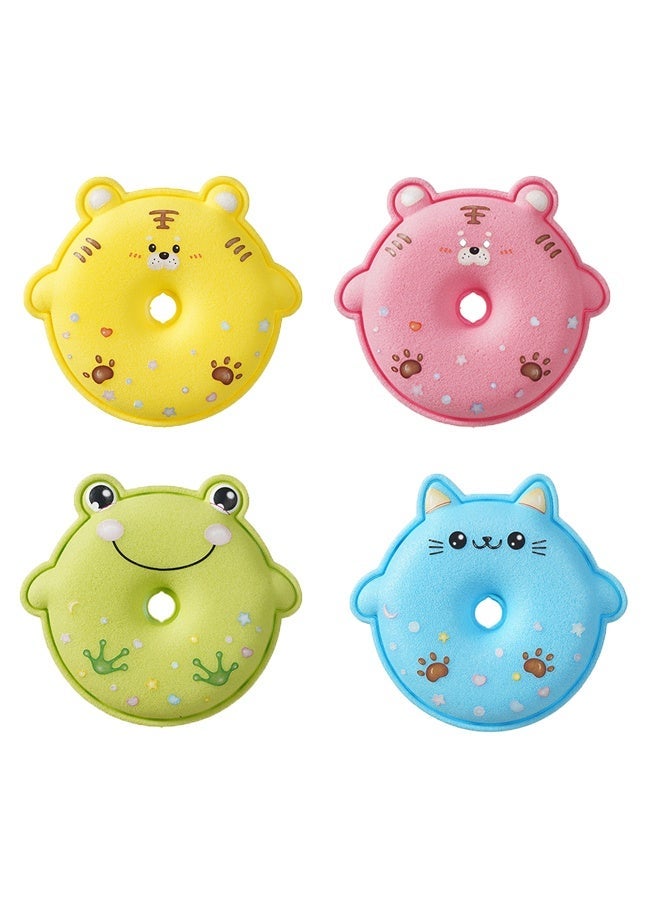 HOMESTAR 【4PCS Cartoon Bath Sponges】Kids Shower Loofah Baby Bath Scrubber | PVC + Polyurethane Material | 4 Color Animal Shapes Random Delivery | 3D Honeycomb Design | Rich Fluffy Fiber | Soft Skin-Friendly Rich Lather | Strong Water Absorption Painless Scrubbing | Suction Cup For Hanging | Fun Bath Time For Babies - Image 1