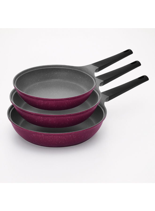 جلوري طقم مقالي جرانيت غير لاصق لوكس 3ق (20-24-28) بنفسجي