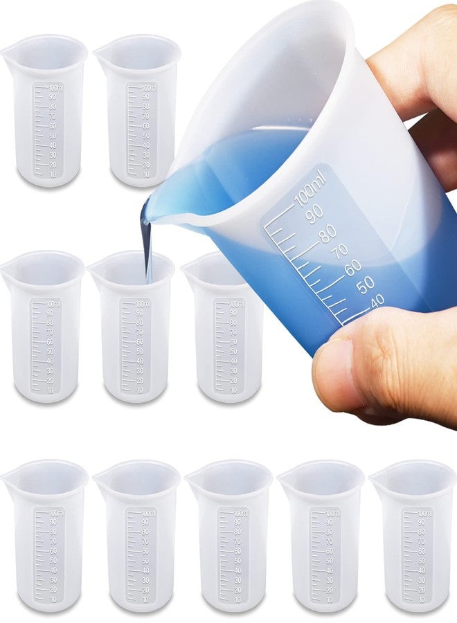 Moukiween 10pcs Silicone Measuring Cups for Resin,100ml Mixing Cups for Resin DIY Craft Jewelry Making Paint Pouring Cup, Non-Stick Clearer Precise Scale Reusable - Image 1