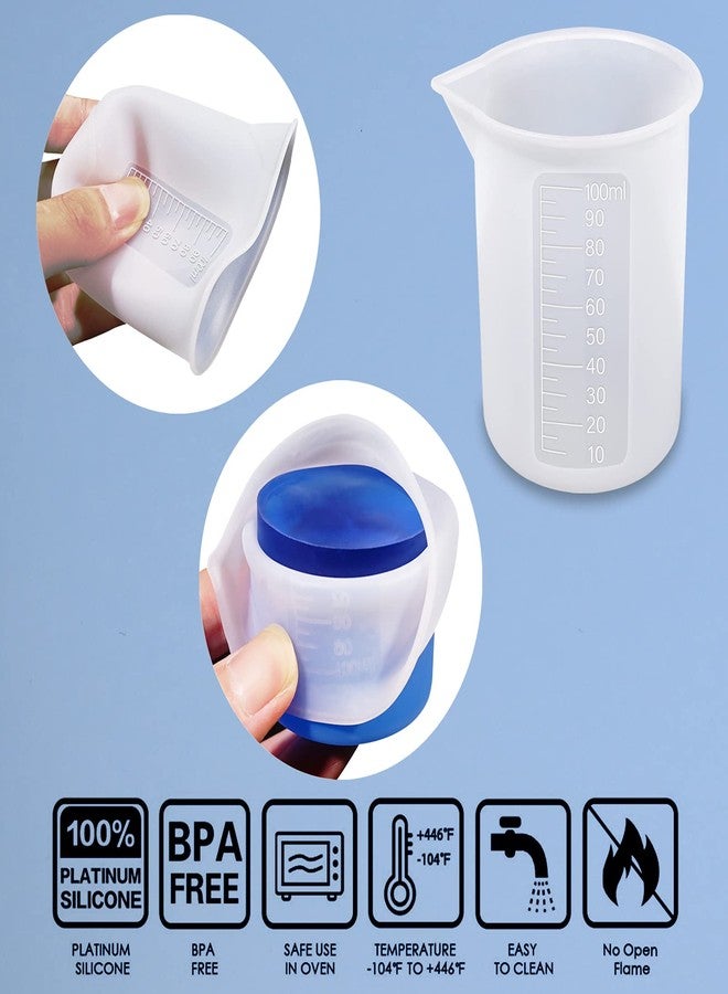 Moukiween 10pcs Silicone Measuring Cups for Resin,100ml Mixing Cups for Resin DIY Craft Jewelry Making Paint Pouring Cup, Non-Stick Clearer Precise Scale Reusable - Image 4