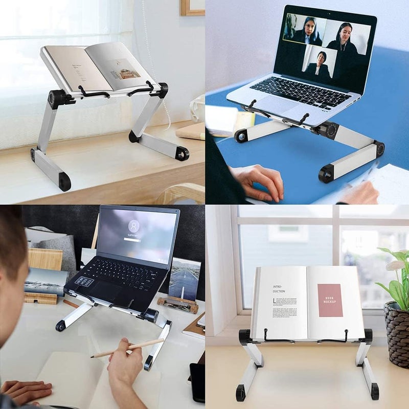 Goodern Multifunctional Laptop Stand with Page Clips, Ergonomic Bed Sofa Book Stand- White - Image 5