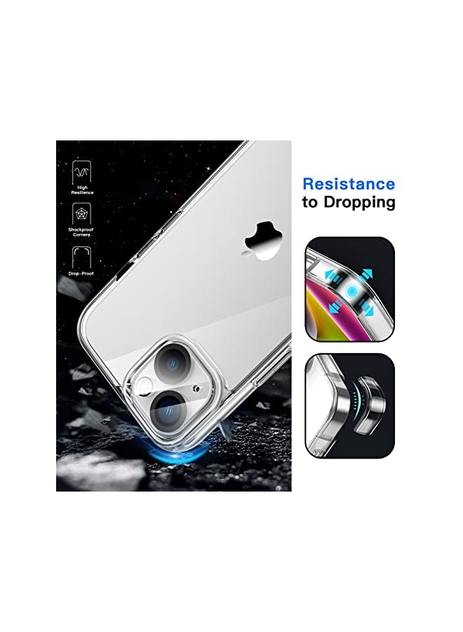 Jetech 3 In 1 Case For Iphone 14 6.1-Inch, With 2-Pack Screen Protector And Camera Lens Protector, Non-Yellowing Shockproof Bumper Phone Cover, Full Coverage Tempered Glass Film (Clear) - Image 3