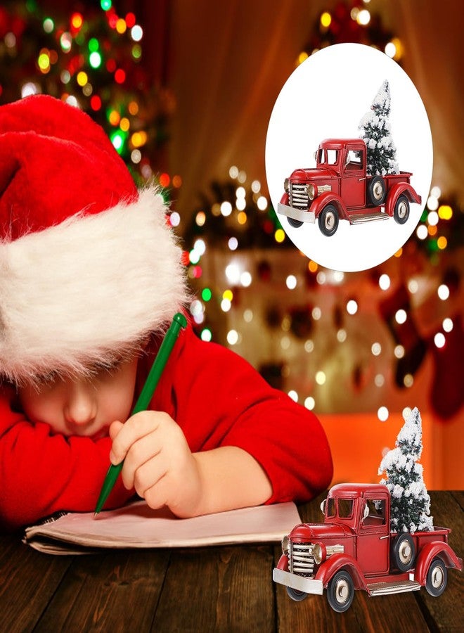 TOYANDONA 1pcs Christmas Vintage Red Truck with Mini Christmas Trees Ornaments, Red Metal Vintage Truck for s Decoration Table Decoration - Image 3