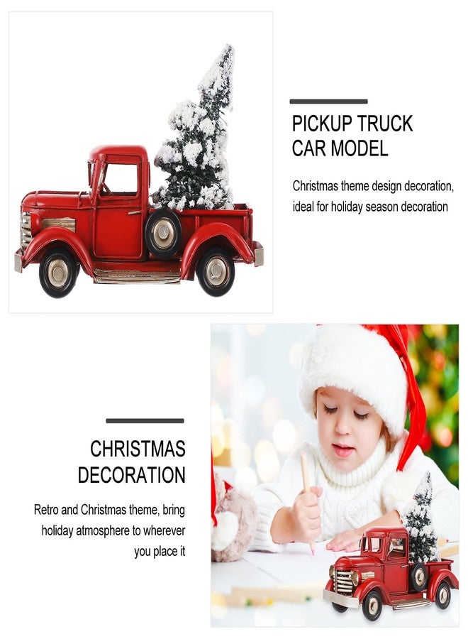 TOYANDONA 1pcs Christmas Vintage Red Truck with Mini Christmas Trees Ornaments, Red Metal Vintage Truck for s Decoration Table Decoration - Image 5