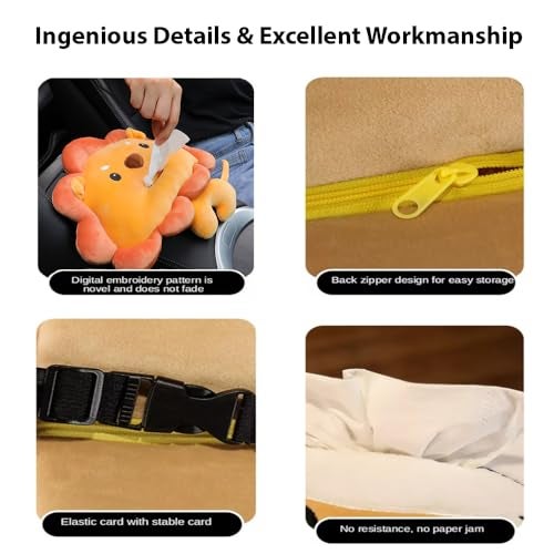 Pivdo® Car Tissue Paper Holder Different Animal Cartoon Faces Portable Napkin Car Tissue Box for Car Interior Accessories (Green) - Image 5