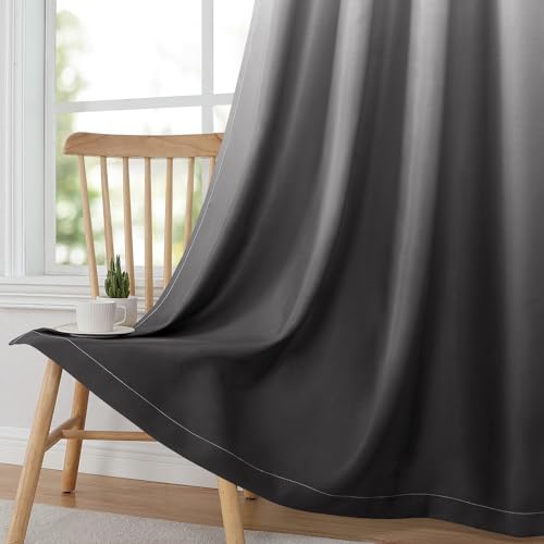 HOMEIDEAS Grey Gray Ombre Blackout Curtains 52 X 84 Inch Length Gradient Room Darkening Thermal Insulated Energy Saving Grommet 2 Panels Window Drapes for Living Room, Bedroom - Image 3