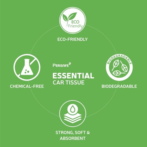 Perisafe Essential Car Tissues Pack of 5 (50 pulls 2 ply–250 pulls) | Fits in All Type of Car Cup Holder| Easily Accessible |Soft, Eco Friendly & Chemical Free |1 Canister of 50 pulls + 4 Refill - Image 5