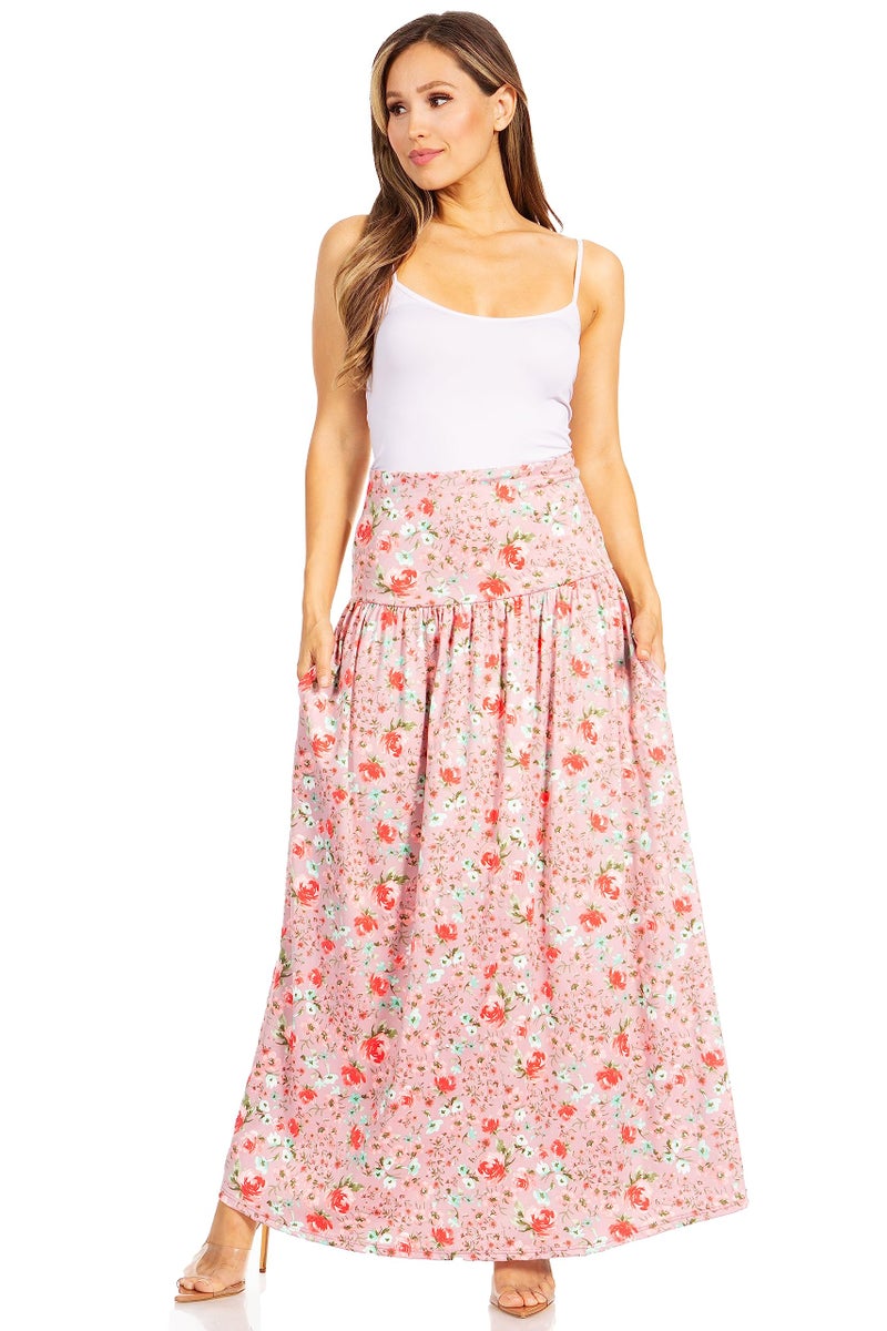 Simlu Mauve Blush Floral Skirts for Women Ankle Length Skirt Casual Long Skirt High Waisted Maxi Skirt Reg and Plus Size Skirt Long Skirt (Size Small, Mauve Blush Floral) - Image 2