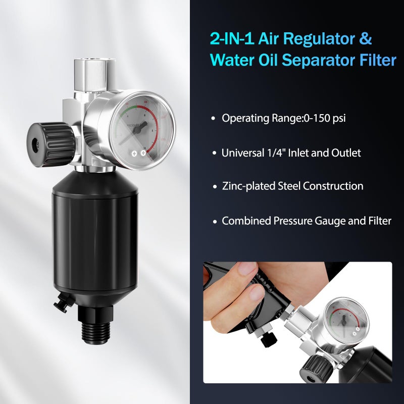 GATTLELIC HVLP Air Spray Gun with 1.4/1.7/2mm Nozzles & Air Compressor Regulator, Air Spray Paint Gun w/10pcs 600cc Mixing Cup and Lids, Automotive Paint Sprayer for Car, House Painting, Furniture - Image 5