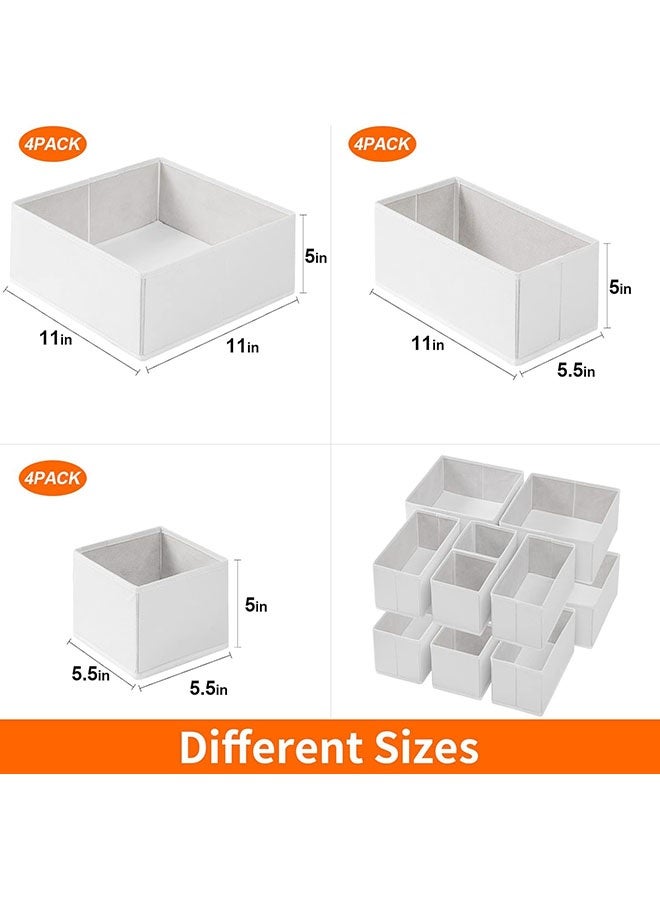 MIXDE 12 Pack Drawer Organizers for Clothing, Dresser Drawer Organizer Clothes, Fabric Foldable Closet Organizers and Storage Basket Bins for Clothes, Underwear, Bras, Socks (White) - Image 2