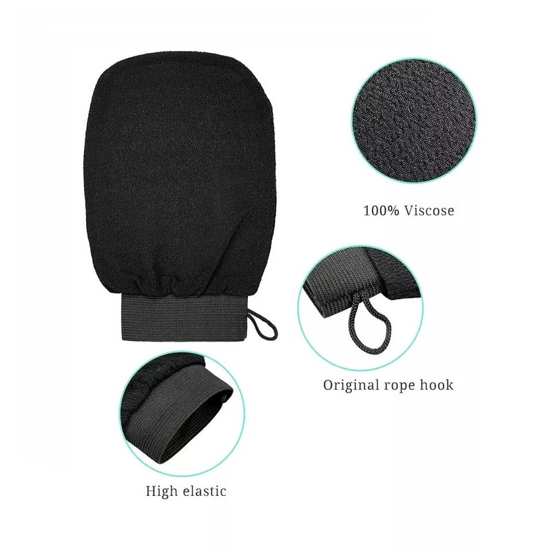 Mluffy Shower Scrub Gloves Body Facial Tan Massage & Dead Skin Removal Mitt for Body Cleaning (Black) (2) - Image 4