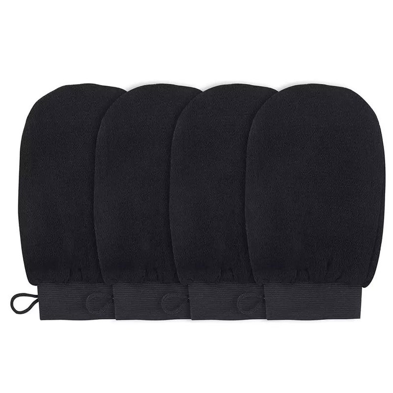 Mluffy Shower Scrub Gloves Body Facial Tan Massage & Dead Skin Removal Mitt for Body Cleaning (Black) (2) - Image 1