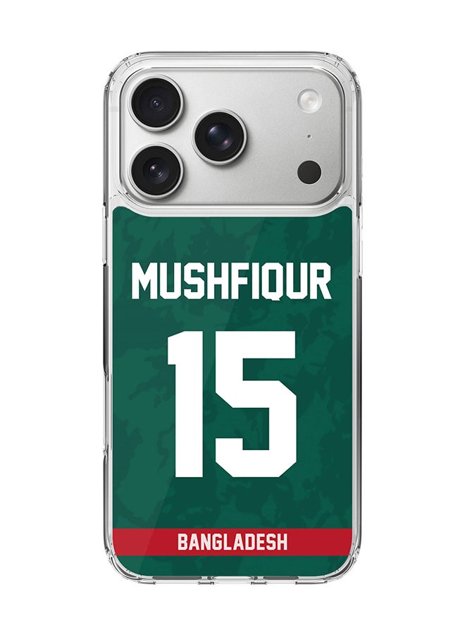 Stylizedd Classic Clear MagSafe Case for iPhone 17 Pro , Hybrid Soft Case Flexible Edges Anti Drop TPU PC Gel Thin Transparent Cover [ Designed for iPhone 17 Pro ] - Team Bangladesh Mushfiqur Rahim, Jersey No 15