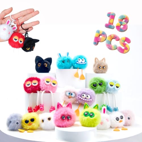 OMyFav 18 PCs Kids Keychains Keychain Cute for Birthday Goodie Bags Stuffers Easter Egg Fillers for Kids Easter Egg Stuffers Classroom Prizes Elementary Carnival Prizes in Bulk Backpack Treasure Box - Image 1