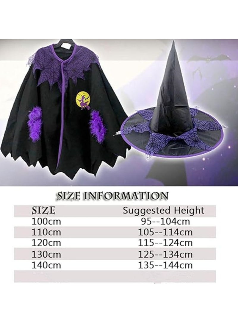 Golden Costumes for Girls Witch Cloak Costume with Hat & Broom  Kids Fancy Party Dress Up Outfit Stage Performance Costume for  Birthday and Party(130cm) - Image 2