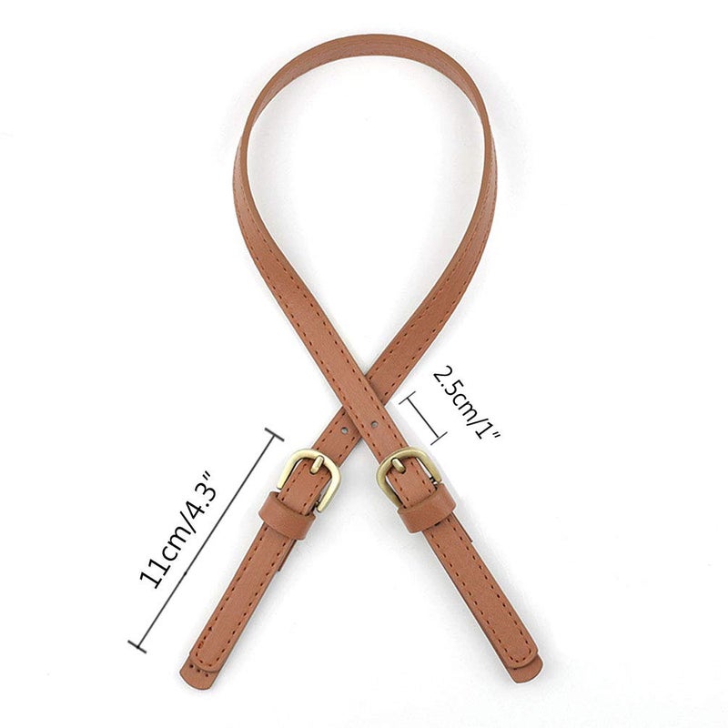 Teensery 2 Pcs 0.6 inch Sew On Wide PU Leather Purses Straps Adjustable Handbags Shoulder Bag Strap Replacement Handles Purse, Brown - Image 2