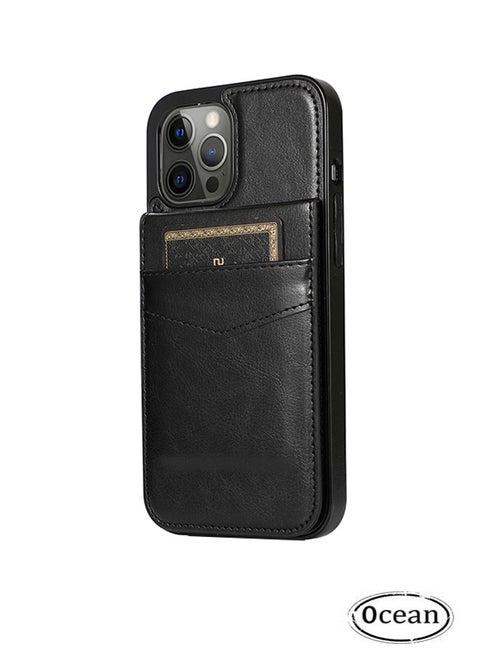 iPhone 14 Pro Max Case (Black), Advanced PU Leather Material, with Card Insertion Design, 360 ° All-Round Drop And Shock Resistance, And Protective Flip With Bracket