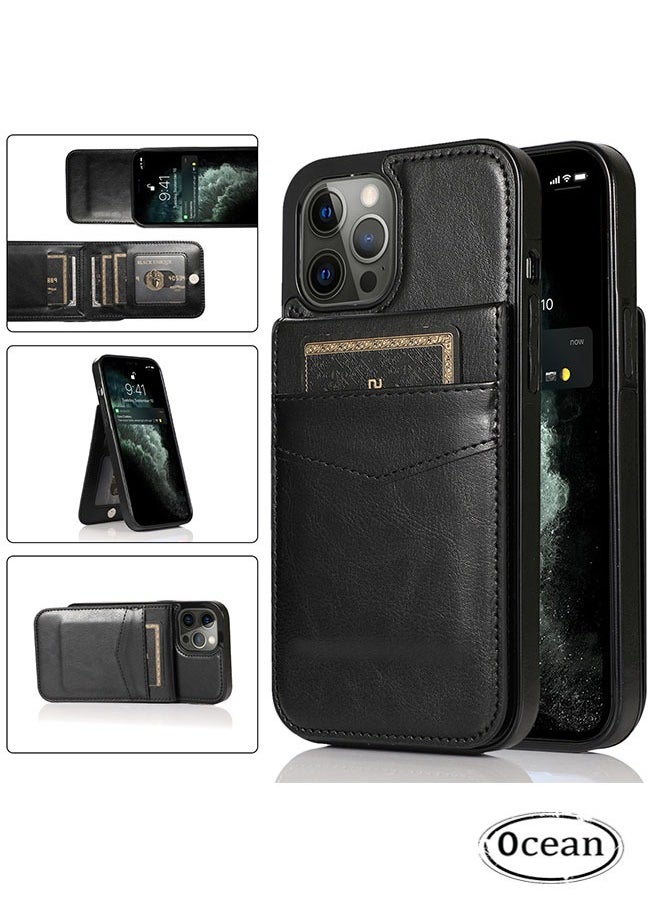 Ocean - iPhone 14 Pro Max Case (Black), Advanced PU Leather Material, with Card Insertion Design, 360 ° All-Round Drop And Shock Resistance, And Protective Flip With Bracket - Image 1