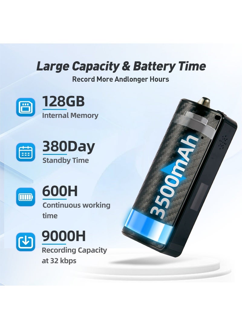 ZESTECH 128GB Digital Voice Recorder - Magnetic Mini Voice Activated Recorder with AI-Triple Noise Reduction, 750H Storage and 600H Battery Time, Portable Audio Recorder for Meetings/Interviews/Classroom… - Image 2