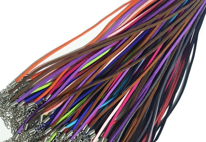 DIY Crafts DIY Crafts 2 Pcs, Color, 2 Pcs, Micro-Fiber Flat Leather Lace Beading Thread Faux Suede Necklace Cord Rope Leather Each 18'' for Jewelry Making De (2 Pcs, Color)  - Image 2