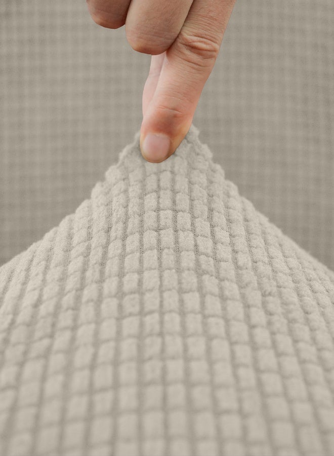 Noon East Stretch Fit Texture Sofa Cover with Elastic Bottom, Soft Slipcover Fabric - Great for Furniture Protection, Washable & Dog/Cats Friendly - 3 Seater (180-230 cm) - Creme - Image 4