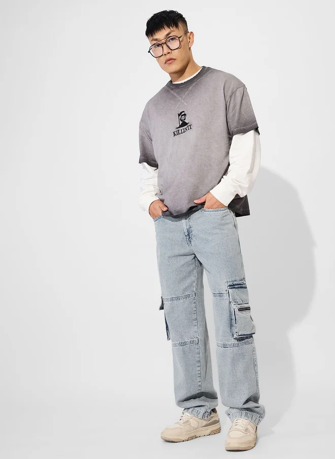 The Souled Store  The Souled Store Men Baggy Fit Denim Blue Jeans  | Best Price UAE