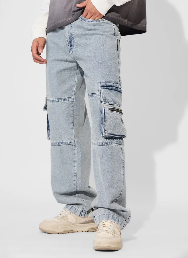 The Souled Store Men Baggy Fit Denim Blue Jeans