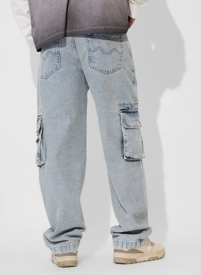 The Souled Store  The Souled Store Men Baggy Fit Denim Blue Jeans  | Best Price UAE