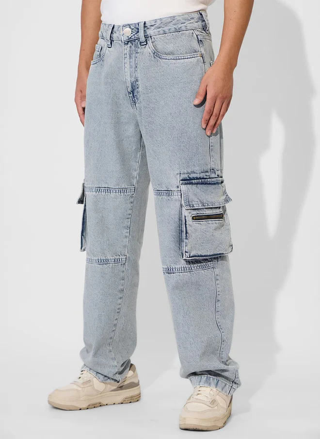 The Souled Store  The Souled Store Men Baggy Fit Denim Blue Jeans  | Best Price UAE