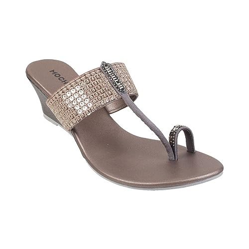 Mochi Women Gunmetal Ethnicwear Wedge Heel Sandal UK/6 EU/39 (32-574) - Image 2