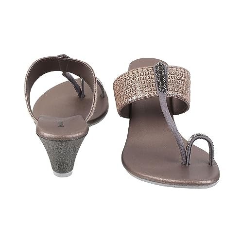 Mochi Women Gunmetal Ethnicwear Wedge Heel Sandal UK/6 EU/39 (32-574) - Image 5