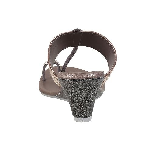 Mochi Women Gunmetal Ethnicwear Wedge Heel Sandal UK/6 EU/39 (32-574) - Image 4