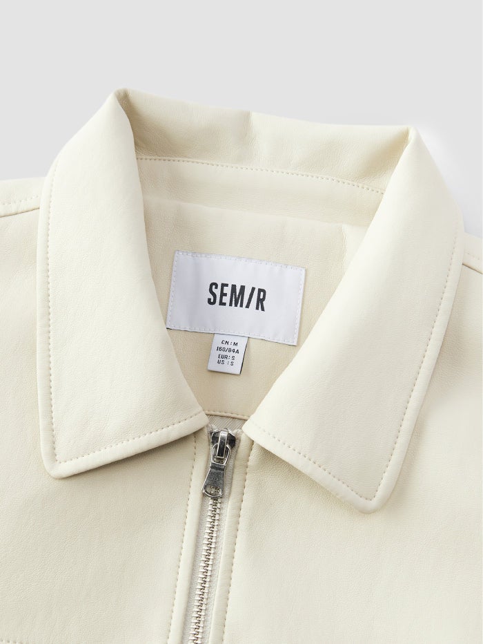 سيمير جاكيت بسحاب من الجلد الصناعي للنساء - Image 4