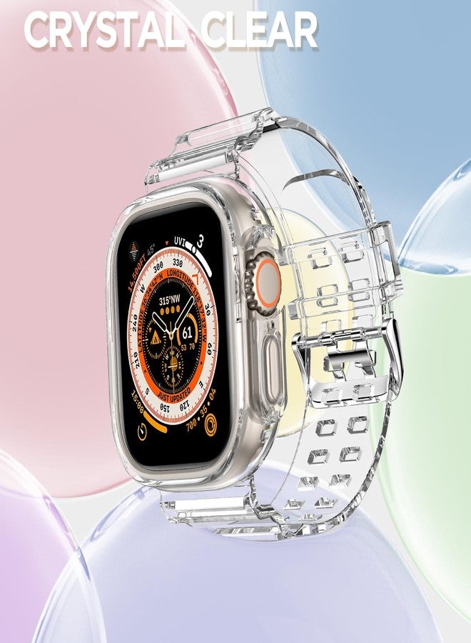 داباوزا سوار DABAOZA متوافق مع ساعة Apple Watch Ultra 3 2 الشفافة مع غطاء حماية مقاس 49 مم، سوار رياضي لامع من مادة TPU للنساء والرجال لساعات iWatch SE Ultra 3 2 Series 11 10 9 8 7 6 5 4 3 2 1 (شفاف كريستالي، 49 مم) - Image 4
