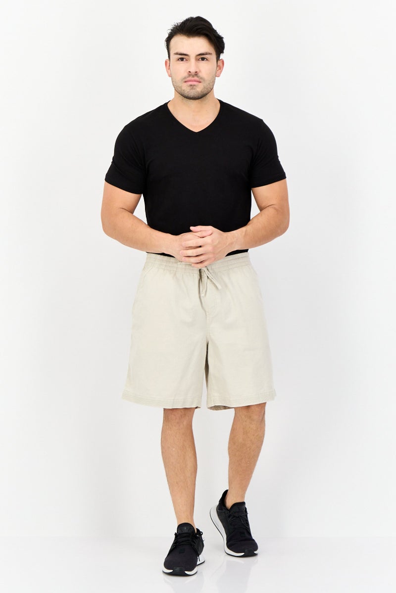 DOCKERS Men Drawstring Solid Chino Shorts, Beige  - Image 3