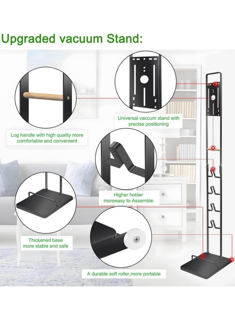عربست حامل أرضي فاخر من دايسون للمكانس الكهربائية اللاسلكية المزودة بعجلات، متوافق مع موديلات دايسون V15، V11، V10، V8، V7، V6، Dreame، T30، T20، V12، V11، V10، لا يتطلب ثقب الجدار، حامل معدني متين باللون الأسود الأنيق - Image 4