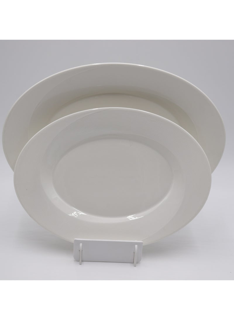 AJ طبق بيضاوي سيراميك أبيض - 10 بوصة - Image 2