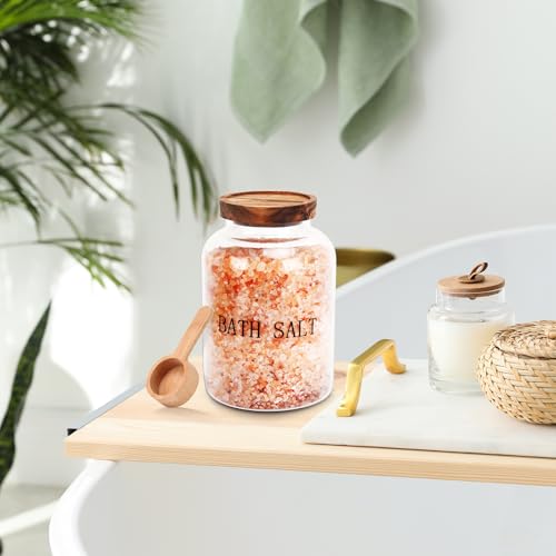 BKYFPQ 2Pcs 74 oz Glass Bath Salts JarBath Salt Container with Wooden Lid and ScoopBathroom Organizers and Storagefor Bathroom Bath DecorHome DecorBathtub Accessories for Women - Image 3