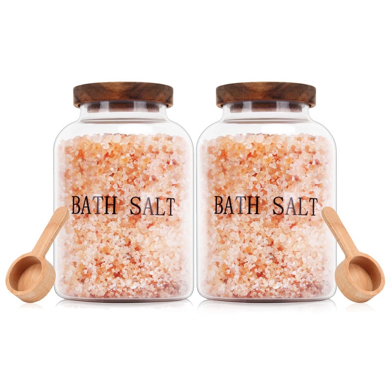 BKYFPQ 2Pcs 74 oz Glass Bath Salts JarBath Salt Container with Wooden Lid and ScoopBathroom Organizers and Storagefor Bathroom Bath DecorHome DecorBathtub Accessories for Women - Image 2