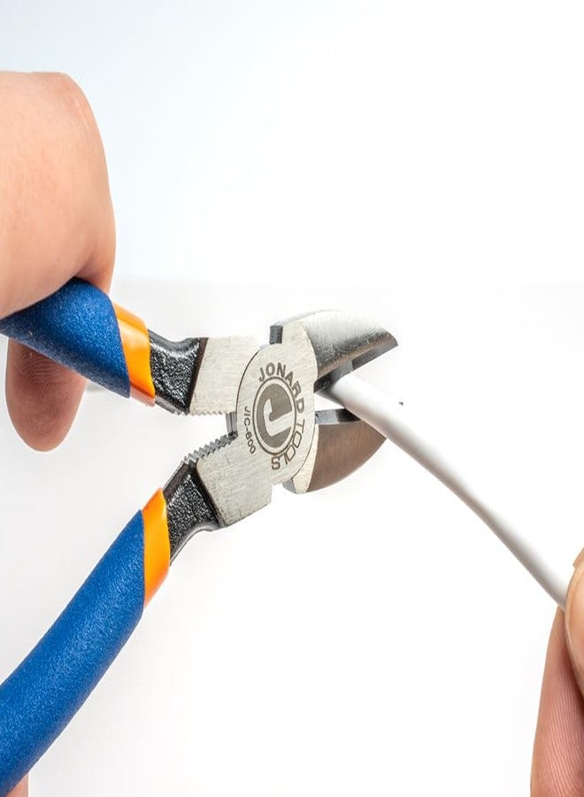 جونارد تولز كماشة قطع JIC-600 قطرية مدببة الأنف من جونارد تولز، مقاس 6-1/4 بوصة - حافة قطع مقواة بالحث، مصنوعة من فولاذ الكروم والفاناديوم، ومقبض مريح مع قبضة بلاستيكية - متوافقة مع معايير ASME وISO - Image 3